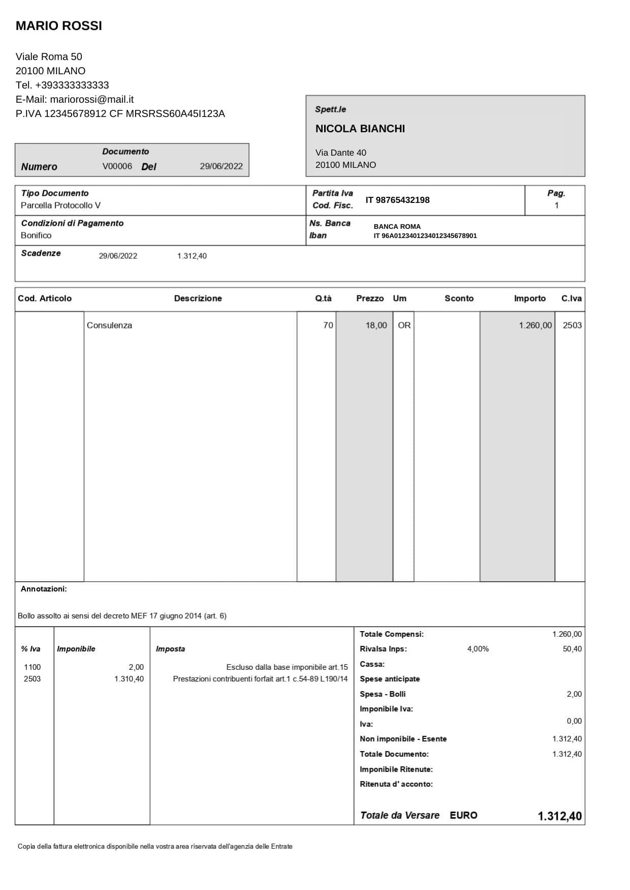 Invoice example